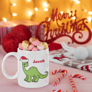 Cute Custom Kerstmis Kinder Dinosaur Santa Koffiemok