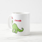 Cute Custom Kerstmis Kinder Dinosaur Santa Koffiemok (Voorkant links)