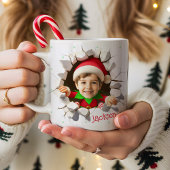 Cute Custom Kids Face Photo Funny Elf Christmas Koffiemok
