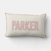 Cute Custom Kids Naam met Nep Trim Roze Kussen (Achterkant)
