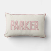 Cute Custom Kids Naam met Nep Trim Roze Kussen (Voorkant)