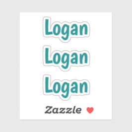 Cute Custom Kinder Simple Typography Blauwgroen Na Sticker
