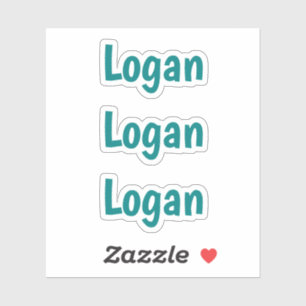 Cute Custom Kinder Simple Typography Blauwgroen Na Sticker