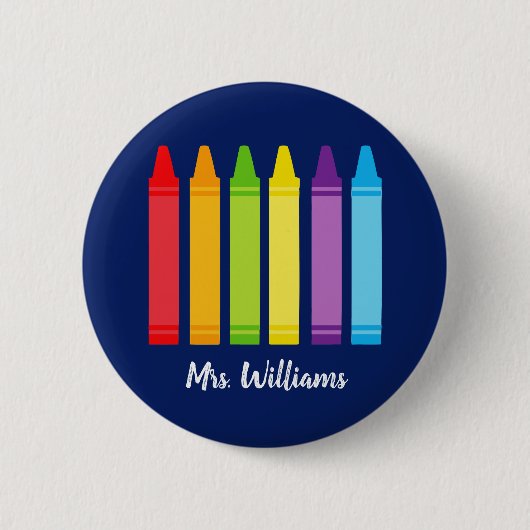 Cute Custom Kindergarten School Teacher Crayon Ronde Button 5,7 Cm (Voorkant)