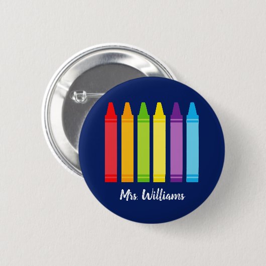 Cute Custom Kindergarten School Teacher Crayon Ronde Button 5,7 Cm (Voorkant /achterkant)