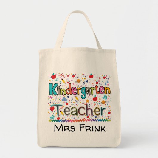 Cute Custom Kindergarten Teacher Design Tote Bag (Voorkant)