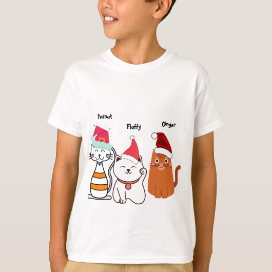 Cute Custom Kitty Cat Kerstmis T-shirt (Voorkant)