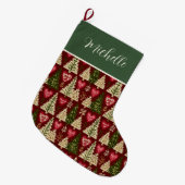 Cute Custom Knitted Style Christmas Trees Pattern  Grote Kerstsok (Voorkant (Hangend))