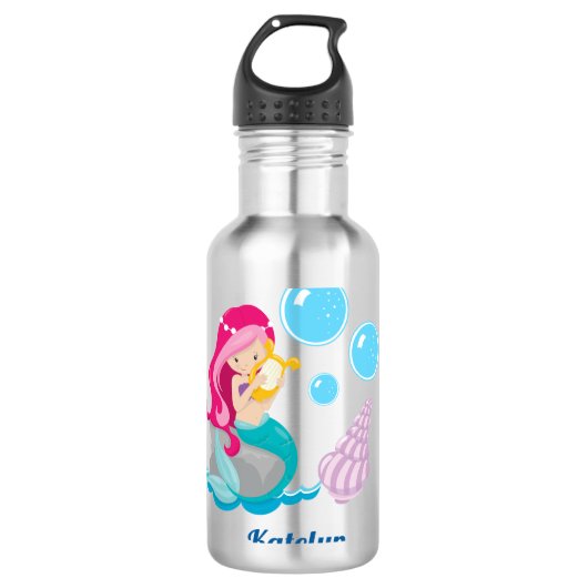 Cute Custom Mermaid Girl Waterfles (Voorkant)