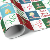 Cute Custom Merry Kerstmis Gymnastics Girls Cadeaupapier (Rol Hoek)