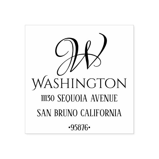 Cute Custom Monogram Initiaal Name Return Address Rubberstempel (Afrduk)
