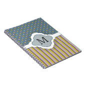 Cute Custom Monogram Polka Dot Stripes Pattern Notitieboek (Rechterzijde)