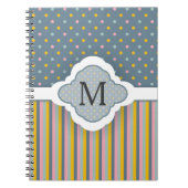 Cute Custom Monogram Polka Dot Stripes Pattern Notitieboek (Voorkant)