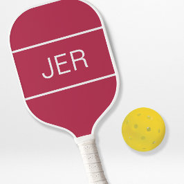 Cute Custom Monogrammed Initiaal Magenta Red Sport Pickleball Paddle