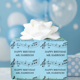 Cute Custom Music Teacher Musical Notes Birthday Cadeaupapier