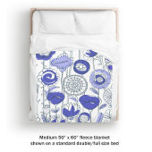 Cute Custom Name Abstract Floral Blue Paars Artsy Fleece Deken