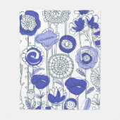 Cute Custom Name Abstract Floral Blue Paars Artsy Fleece Deken (Voorkant)