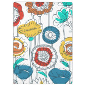 Cute Custom Name Abstract Modern Flowers Monogram Klembord (Achterkant)