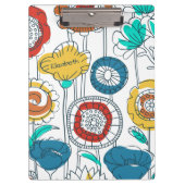 Cute Custom Name Abstract Modern Flowers Monogram Klembord (Voorkant)
