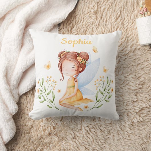 Cute Custom Name Baby Girl Fairy Pillow  Kussen (Deken)