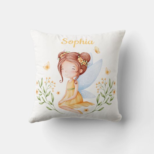 Cute Custom Name Baby Girl Fairy Pillow  Kussen (Achterkant)