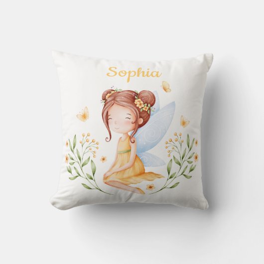 Cute Custom Name Baby Girl Fairy Pillow  Kussen (Voorkant)