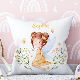 Cute Custom Name Baby Girl Fairy Pillow  Kussen