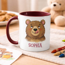 Cute Custom Name Bear Woodland Animal Kids Mok
