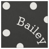 Cute Custom Name Black and White Polka Dot Stof (Close Up)
