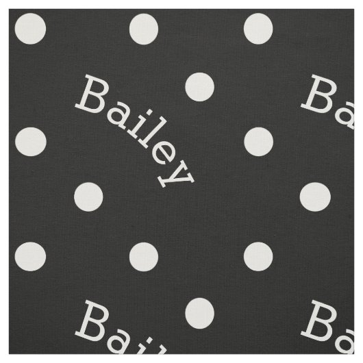 Cute Custom Name Black and White Polka Dot Stof (Swatch)