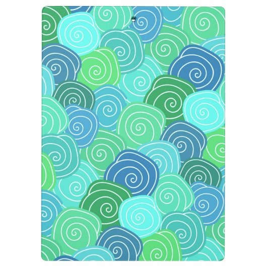 Cute Custom Name Blue Green Circles Patroon Klembord (Achterkant)