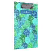 Cute Custom Name Blue Green Circles Patroon Klembord (Rechts)