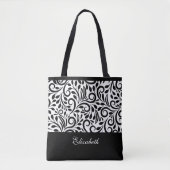 Cute Custom Name Classic Black & White Pattern Tote Bag (Voorkant)