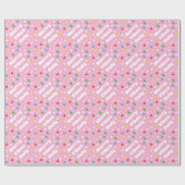 Cute Custom Name Holiday Retro Pink Christmas Cadeaupapier (Vlak)