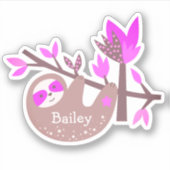 Cute Custom Name Koala Beer Pink Bamboo Laptop Sticker (Voorkant)