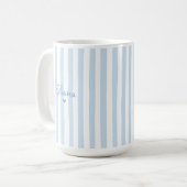 Cute Custom Name Light Blue Stripes Girly Koffiemok (Voorkant links)
