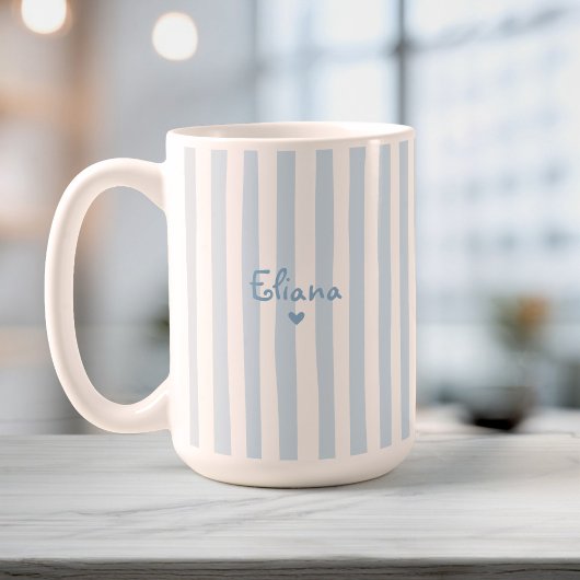 Cute Custom Name Light Blue Stripes Girly Koffiemok