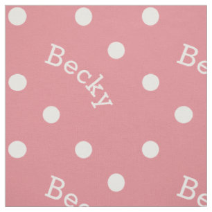 Cute Custom Name Light Pink Polka Dot Girl Stof