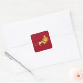 Cute Custom Name Lion met Crown & Heart Burgundy Vierkante Sticker (Envelop)