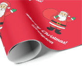 Cute Custom Name Merry kerstkerstkerstkerstkerstma Cadeaupapier (Rol Hoek)