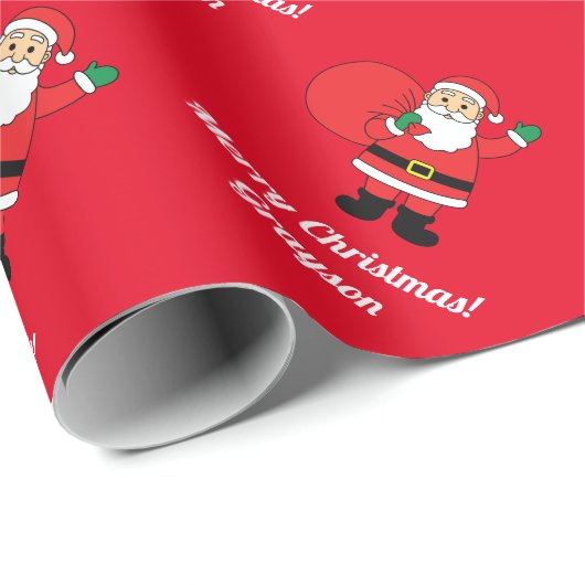 Cute Custom Name Merry kerstkerstkerstkerstkerstma Cadeaupapier (Rol Hoek)