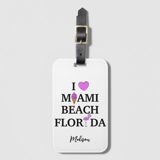 Cute custom name Miami Beach Bagagelabel (Voorkant (verticaal))