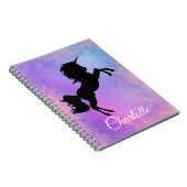 Cute Custom Name Paars Rainbow Galaxy Unicorn Notitieboek (Rechterzijde)