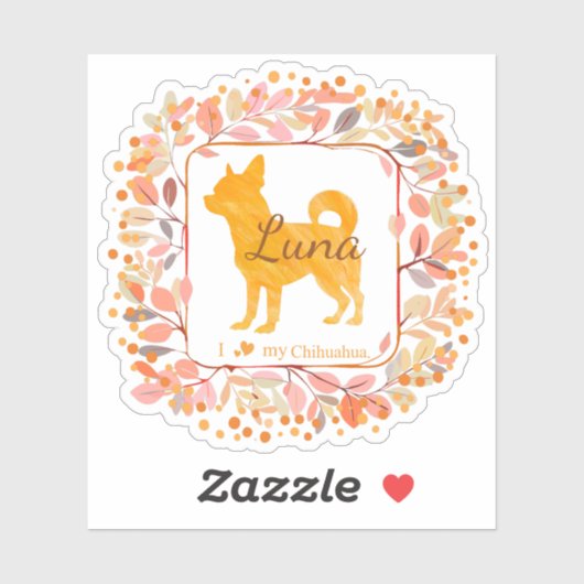 Cute Custom Name Pastel orange chihuahua Sticker (Vel)