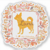 Cute Custom Name Pastel orange chihuahua Sticker (Voorkant)