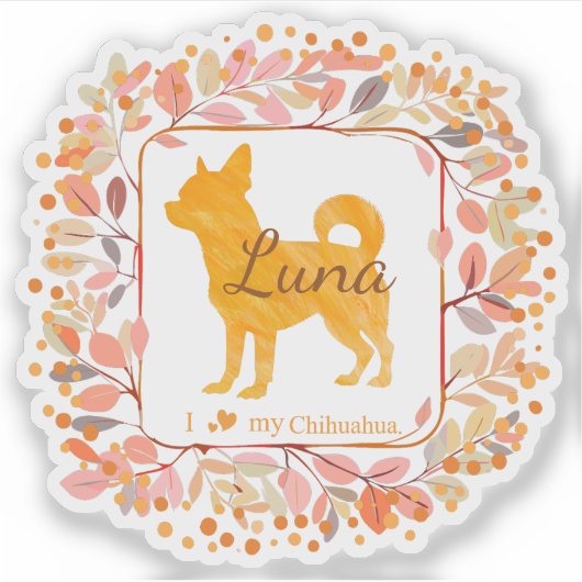 Cute Custom Name Pastel orange chihuahua Sticker (Voorkant)