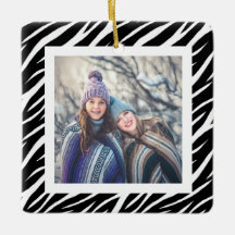 Cute Custom Name Photo Black White Zebra Kerstmis