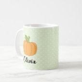Cute Custom Name Polka Dot and Pumpkin  Koffiemok (Voorkant links)