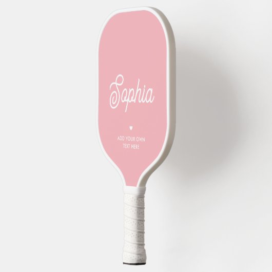 Cute Custom Name Pretty Pink Modern Mesh Net Pickleball Paddle (Links)