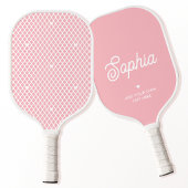 Cute Custom Name Pretty Pink Modern Mesh Net Pickleball Paddle